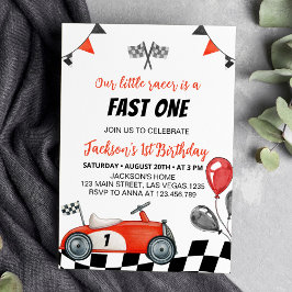 Vintage Race Car Birday Party Invitación