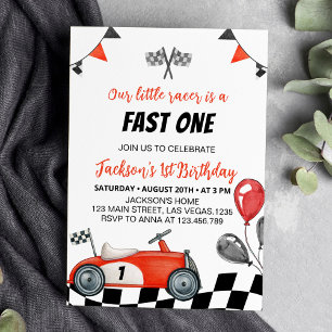 Vintage Race Car Birday Party Invitación