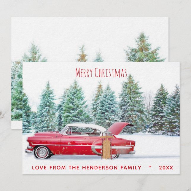 Vintage Red 1950's Chevy Merry navidad (Anverso / Reverso)