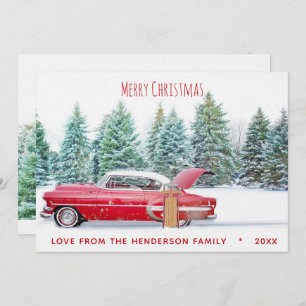 Vintage Red 1950's Chevy Merry navidad