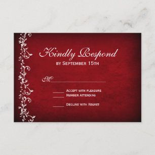 Vintage Red Floral Swirls Boda Tarjetas RSVP