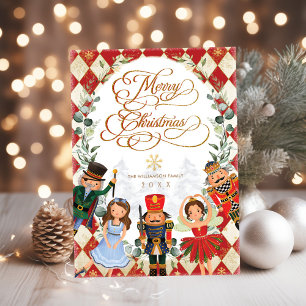Vintage Red Gold Nutcracker Feliz Navidad