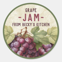 Vintage Red Grape Jam Canning pegatinas