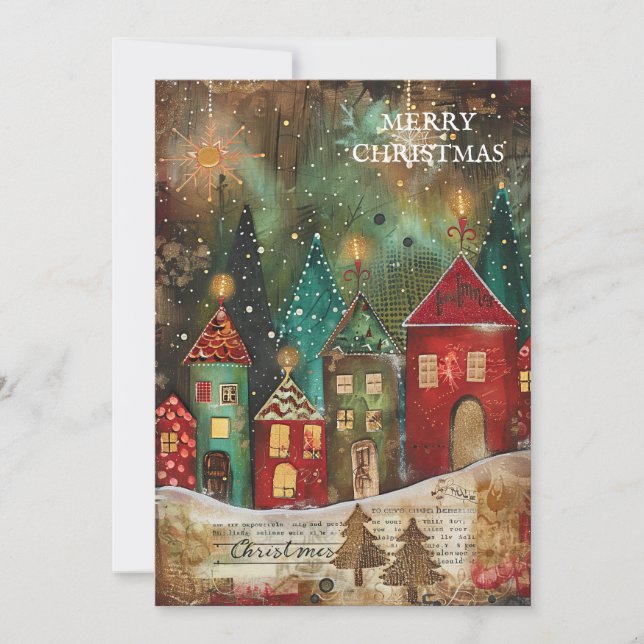 Vintage Red Green Navidad Village (Anverso)