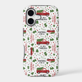 Vintage Red Truck Merry Christmas Pattern