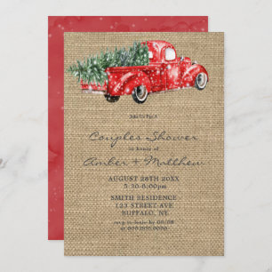 Vintage Red Truck Navidades Couple Shower invita