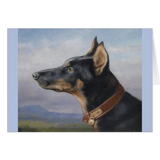 Vintage - retrato de un Pinscher del Doberman, (Anverso (Horizontal))