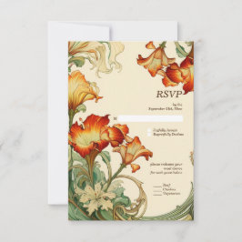 Vintage Retro Art Nouveau Botanau RSVP