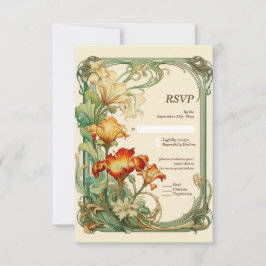 Vintage Retro Art Nouveau Botanau RSVP