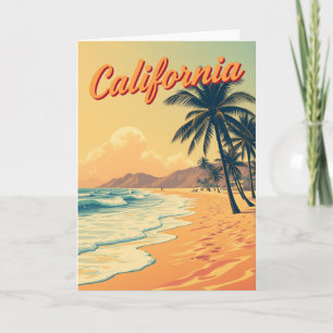 Vintage Retro California Beach Travel Card