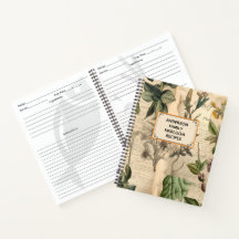 Vintage Retro Champagne Color Floral Recipe Libro