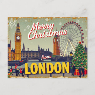 Vintage Retro Feliz Navidad desde Londres