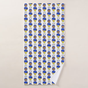 vintage retro football player blue yellow simple  