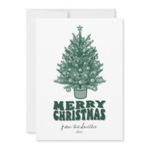 Vintage Retro Greenery Feliz Navidad no foto