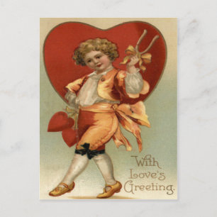 Vintage Retro Niño Victoriano Corazón Tarjeta de S