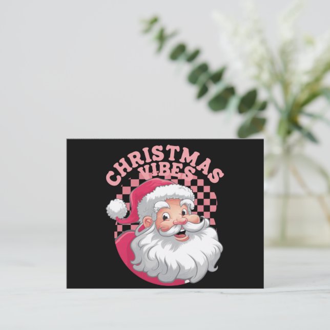 Vintage Retro Papá Noel Rosa Navidad (Anverso de pie)