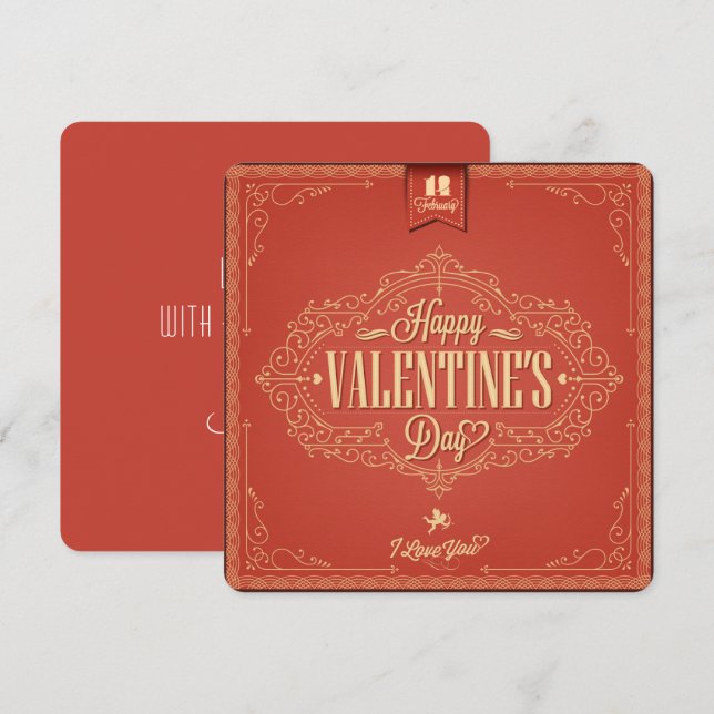 Vintage Retro Red Valentine Tarjeta de vacaciones (Anverso / Reverso)