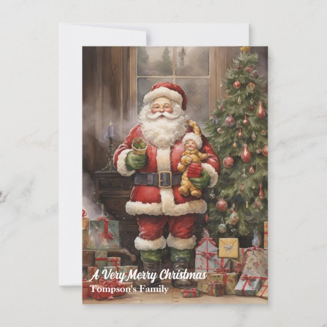 Vintage Retro Santa Claus Navidades tarjeta de vac (Anverso)