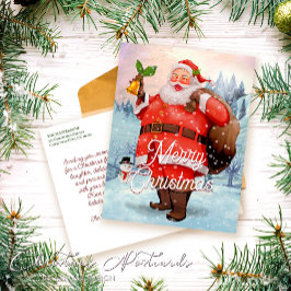 Vintage Retro Santa Claus Saludos de Navidad