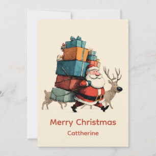 Vintage Retro Simple Navidad Santa Claus