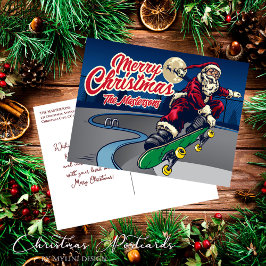 Vintage Retro Skate Santa Navidad Saludos