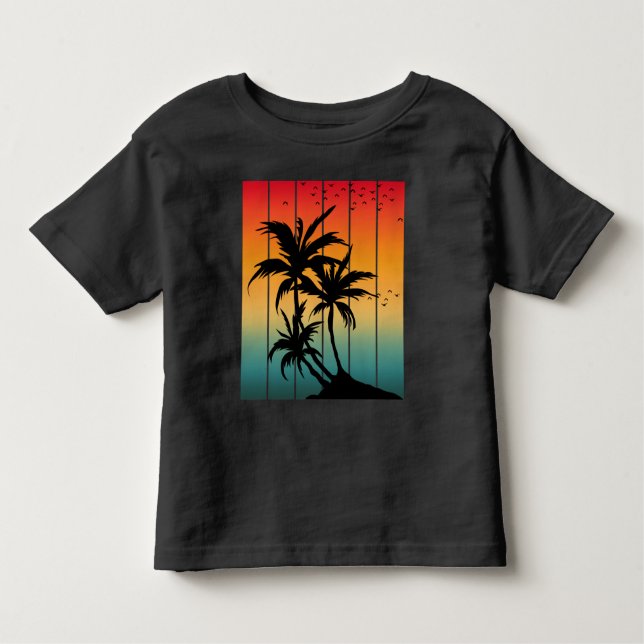 VINTAGE RETRO SUNSET PALM TREES Camiseta (Anverso)