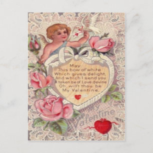 Vintage Retro Victoria Cupido Rosas Tarjeta de San