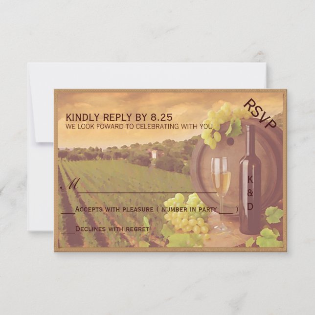 Vintage Retro Vineyard Sunset Wedding RSVP (Anverso)