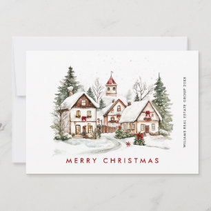 Vintage Retro Winter Town Navidad Corporate
