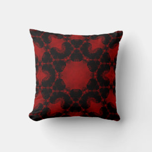 Vintage rojo, almohada negra de la tapicería