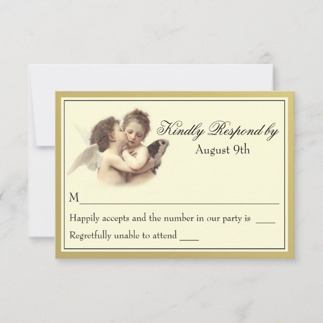 Vintage Romantic First Kiss RSVP (Anverso)
