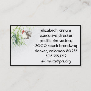 Vintage Rooster Estilo Asiático Tarjeta de Negocio