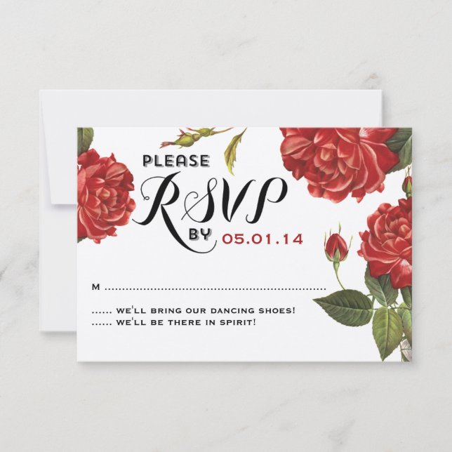 Vintage Rosa Garden Wedding RSVP (Anverso)