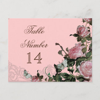 Vintage Rosa Trellis - Tarjeta de número de mesa d