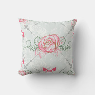 Vintage Rosas de color rosa en Cojín decorativo gr