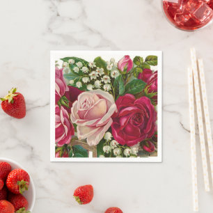 Vintage Rosas Florales en papel servilleta