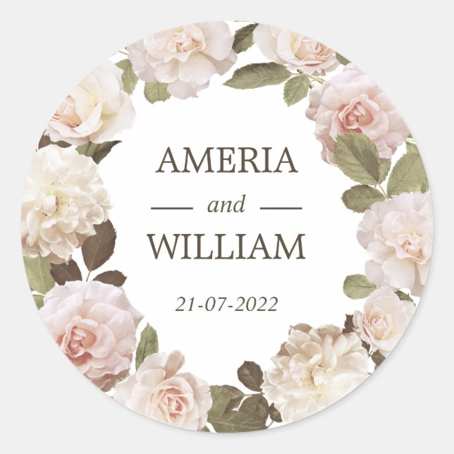 Vintage Rosas franceses escribieron Pegatina a fav (Anverso)