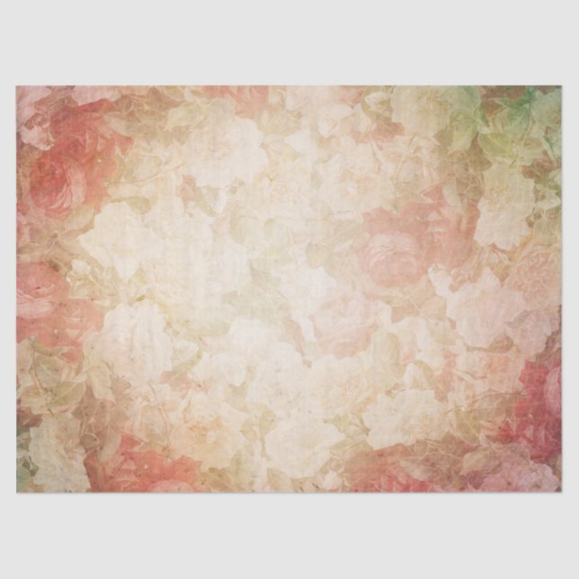 Vintage Rosas victorianos desentienden papel de te (Anverso)