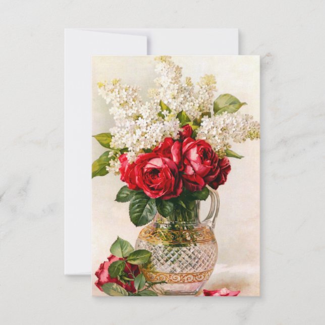 Vintage Roses rojos y invitaciones para respirar a (Anverso)