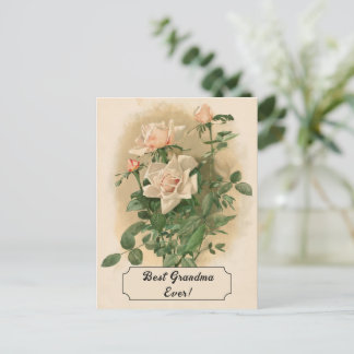 Vintage Roses rosados Sepia Beige Tarjeta de Salud