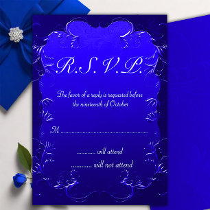 Vintage Royal Blue Elegance Wedding RSVP
