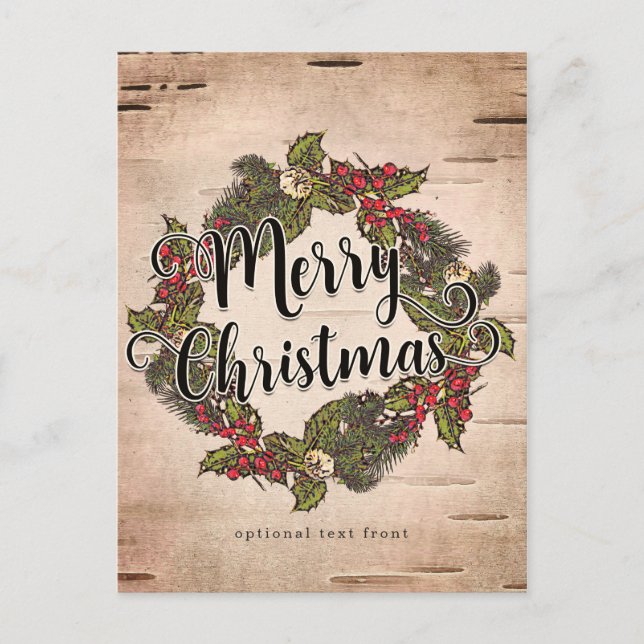 Vintage Rustic Birch Holiday Feliz Navidad (Anverso)