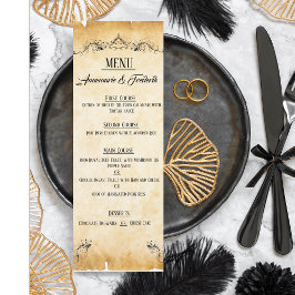 Vintage Rustic Black Flourin Parchment Flat Menu