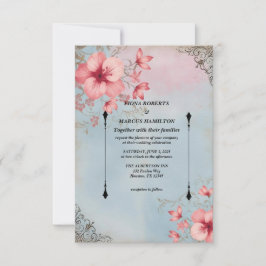 Vintage Rustic Floral & Elegante Tarjeta RSVP