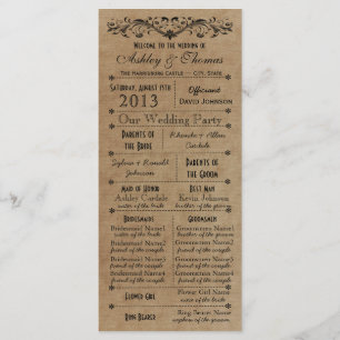 Vintage Rustic Typography Style Boda Programas
