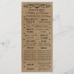 Vintage Rustic Typography Style Boda Programas