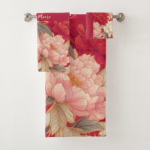 Vintage rústico florido y elegante rojo