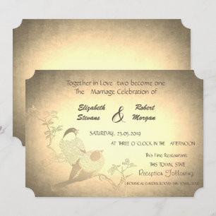 Vintage rústico, invitación de bodas de aves