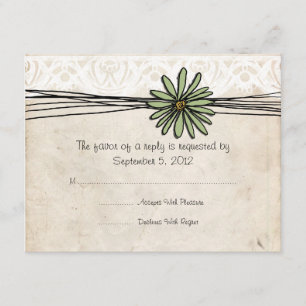 Vintage Sage Daisy Wedding RSVP