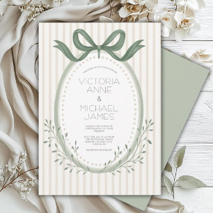 Vintage Sage Green Elegant Wedding Invitación